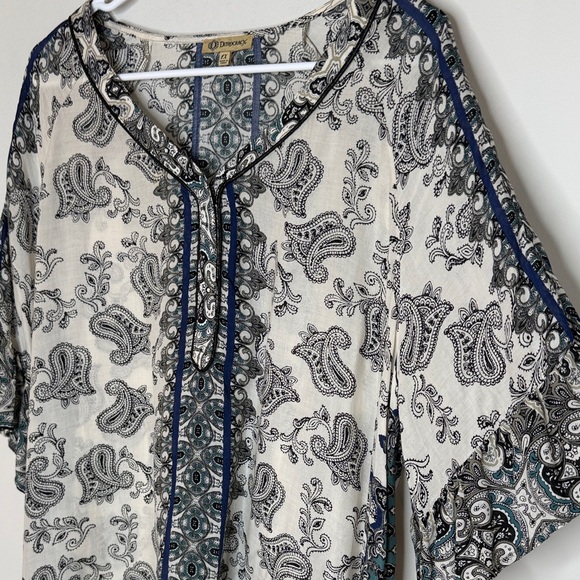 Democracy Boho Peasant Blouse With Tassels Size 1X - Picture 5 of 16